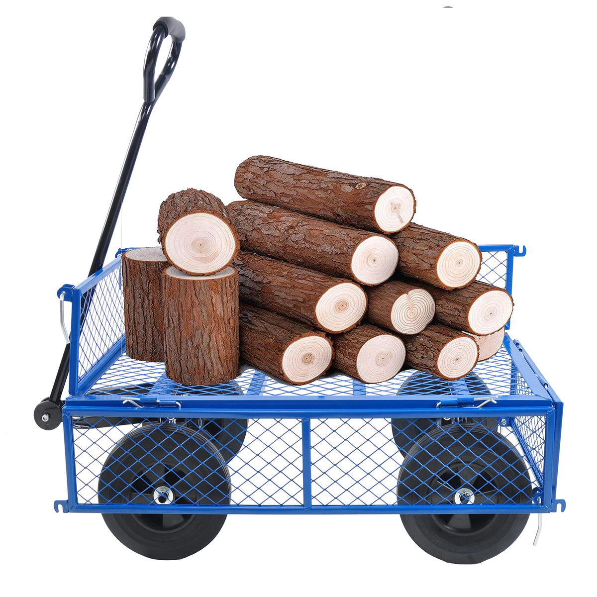 10" Flat Free Steel Garden Wagon Cart with Mesh Y6645
