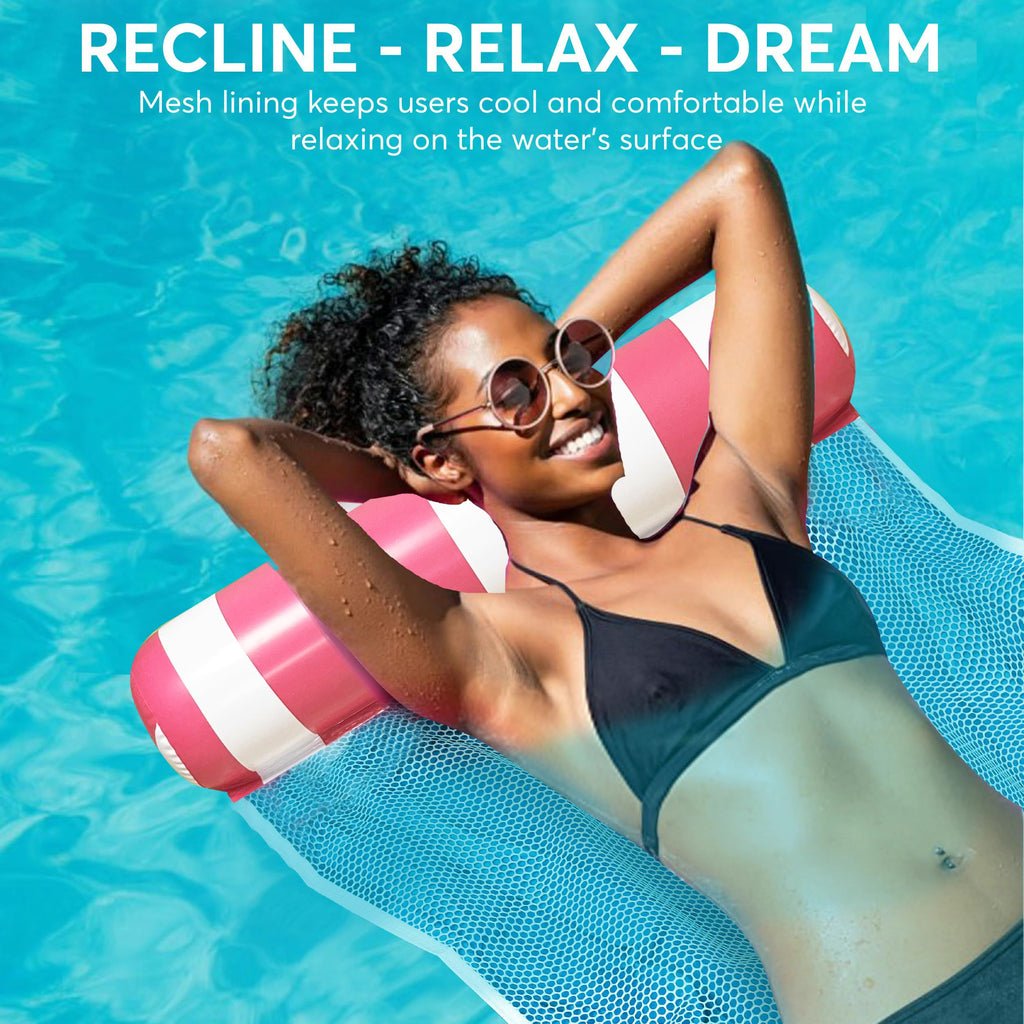 4 Pack Inflatable Pool Hammock Floats with Air Pump and Beach Ball R512278