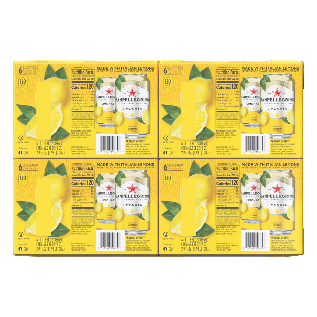 Italian Sparkling Lemon Beverage 24 Pack of 11.15 Fl Oz Cans O6323