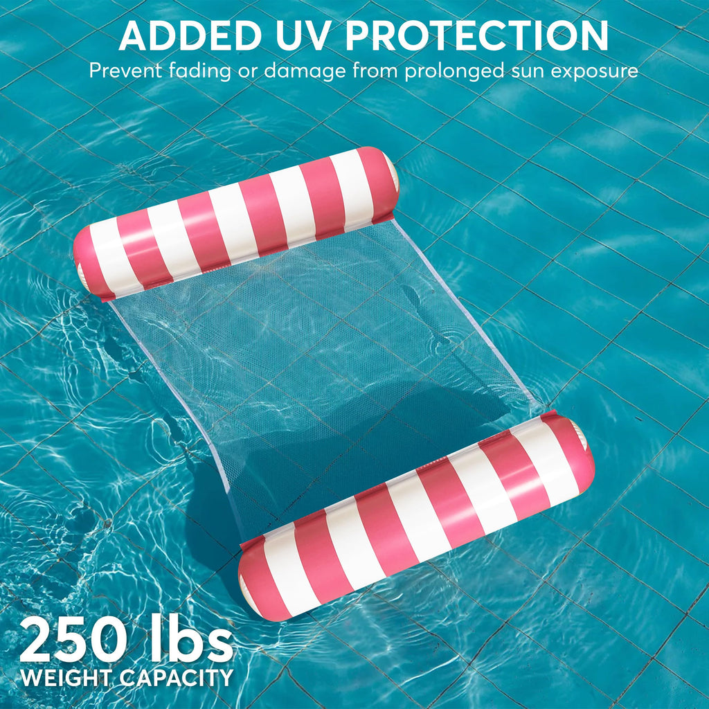 4 Pack Inflatable Pool Hammock Floats with Air Pump and Beach Ball R512278