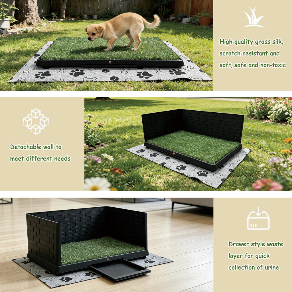 Dog Grass Pad with Tray, 30" X 20", with 2 Reusable Grass Pads E3821