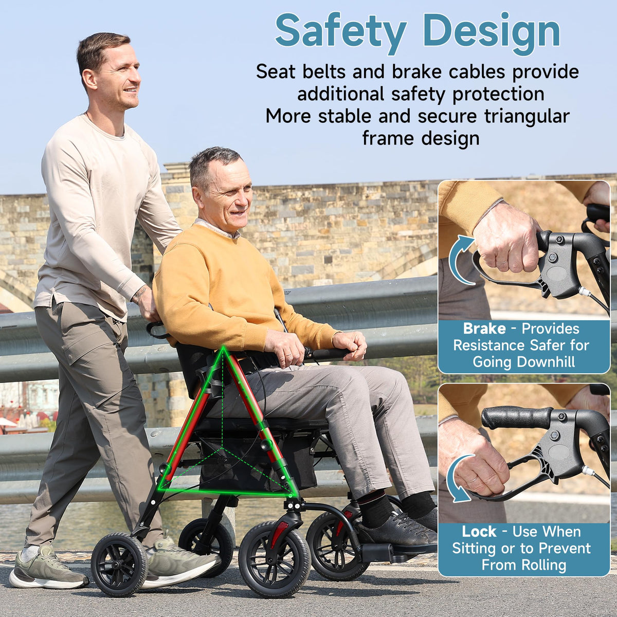 2 in 1 Rollator Wheelchairs Combo with Seat D698480