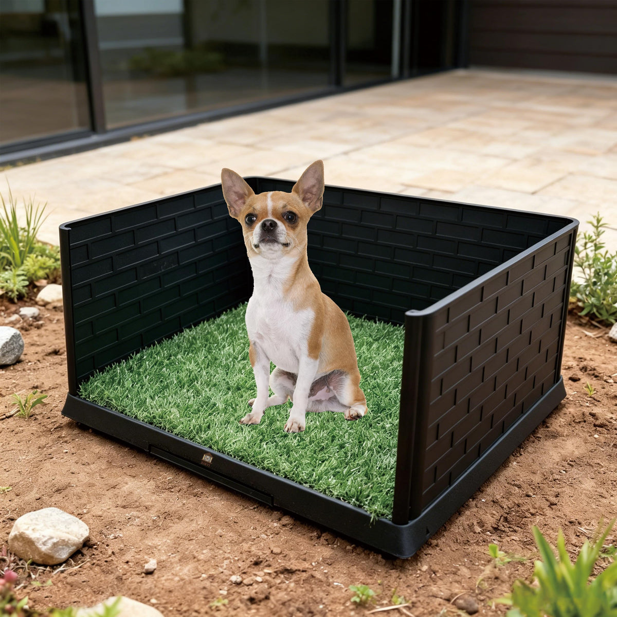 Dog Grass Pad with Tray, 30" X 20", with 2 Reusable Grass Pads E3821