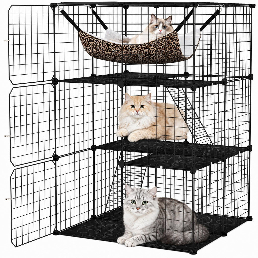 3-Tier Wire Metal Cat Enclosure with Hammock Z562757