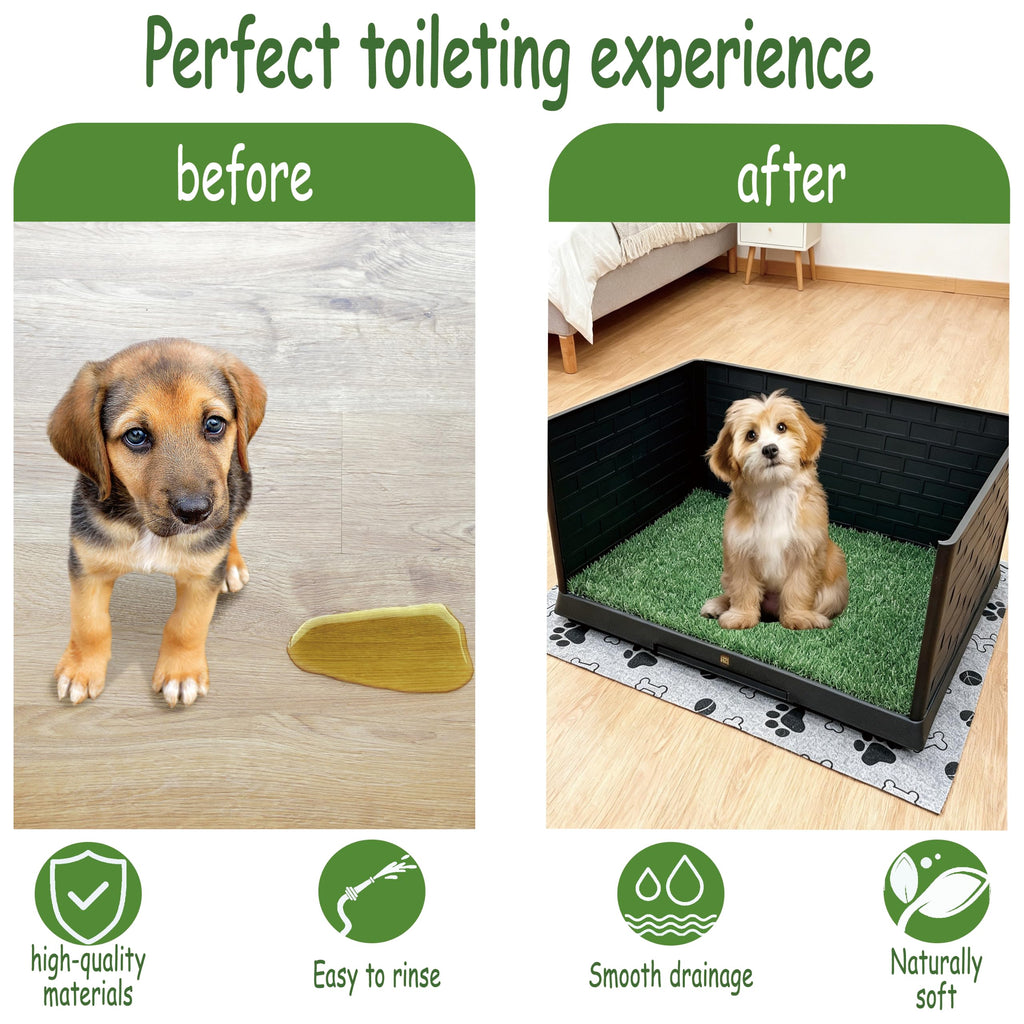 Dog Grass Pad with Tray, 30" X 20", with 2 Reusable Grass Pads E3821